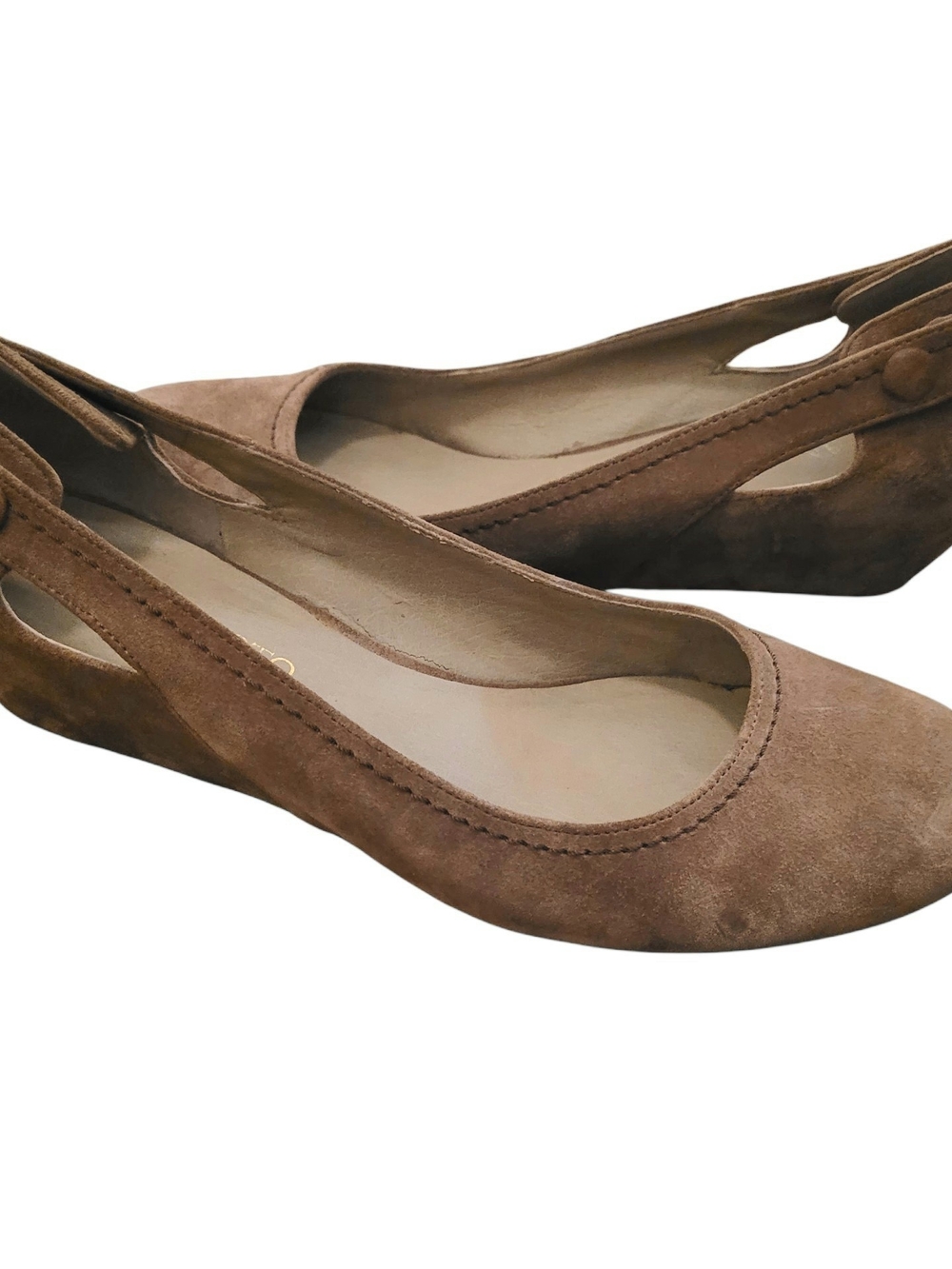 Franco Sarto Brown Suede Cutout Slingback Flats